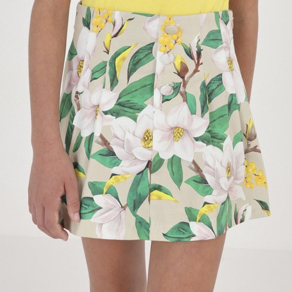 Size 12 Girls Mayoral Tropical Floral Skort - Green and Cream